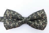 Paisley bow tie silver grey collar sizes 14 15 16 17 18 inches ready tied BV